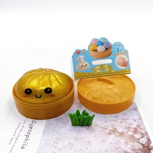 En stock, Jouet promotionnel coloré et mignon, anti-stress souple en forme de boulette vapeur à paillettes avec visage souriant et cuiseur vapeur - Product Image 4