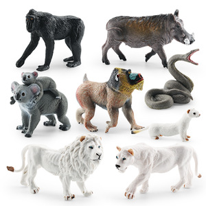 Fauna artificial león africano negro Crestado Macaco hurón mandril Warthog cerdo Koala pitón modelo Decoración - Product Image 3