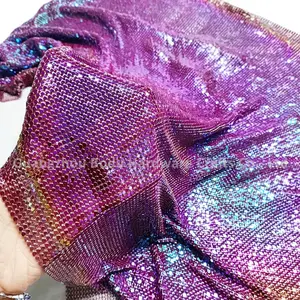 Phổ biến thời trang sang trọng nhà dệt sáng bóng nhôm kim loại lưới kim loại sequin vải cho Dresses