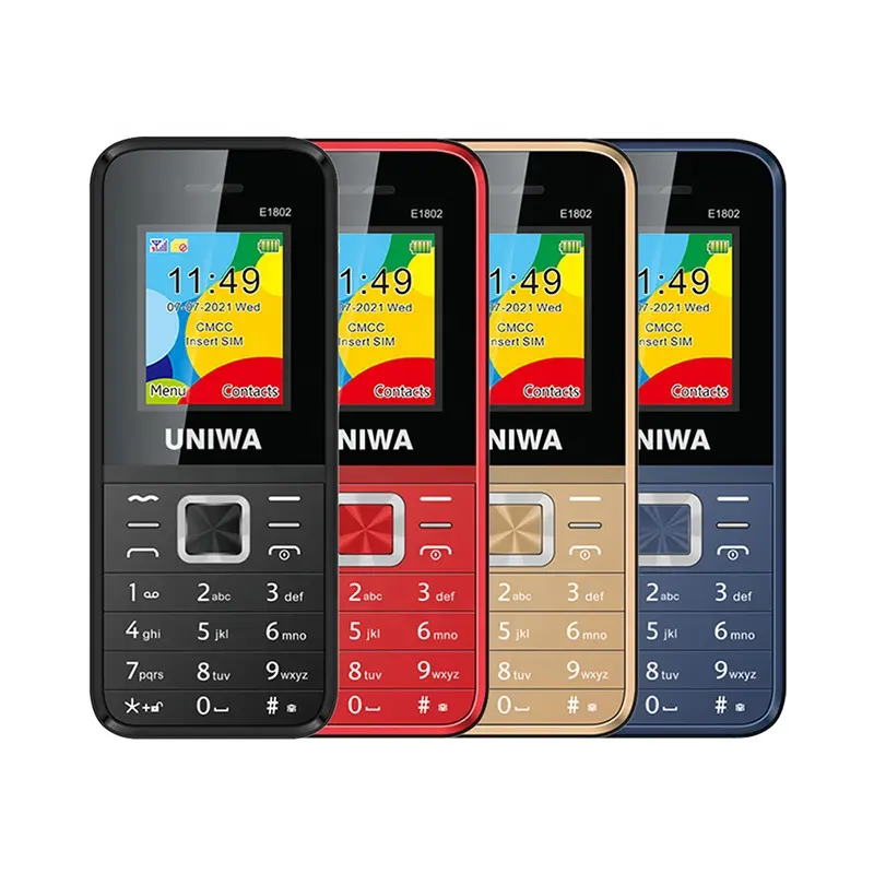 UNIWA E1802 1.77 인치 키패드 듀얼 SIM 카드 듀얼 대기 Handphone 저렴한 긴 대기 시간 휴대 전화 아프리카