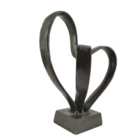 Sculptures modernes en fonte d'art, double cœur entrelacé, ornement artisanal abstrait en métal, articles de décoration créatifs de luxe pour la maison