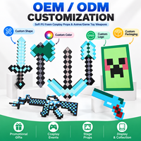 OEM ODM Armes de cosplay en PU souple, style pixel, épée, marteau, arc, blaster, accessoires légers pour fêtes et événements