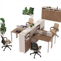 Ensemble de bureaux modulaires commerciaux modernes en bois pour personnel, configuration ouverte, 2/4/6/8 postes, avec cloisons et compartiments de rangement pour écoles