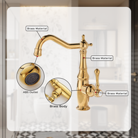 Robinet de lavabo européen classique chaud/froid, monocommande, en laiton, à poser sur comptoir, avec valve en céramique, pour hôtel