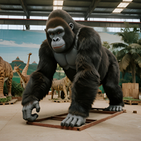 Grand gorille sauvage animatronique réaliste pour les espaces publics, les centres commerciaux, les aires de jeux, les parcs d'aventure, les aéroports et les zoos