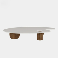 Table Basse Moderne pour Salon, Design Nordique en Bois avec Plateau en Verre Transparent