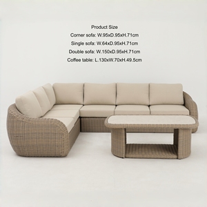 Ensemble <span class=keywords><strong>de</strong></span> canapés en rotin pour l'extérieur en <span class=keywords><strong>aluminium</strong></span>, ensemble <span class=keywords><strong>de</strong></span> <span class=keywords><strong>salon</strong></span> <span class=keywords><strong>de</strong></span> <span class=keywords><strong>jardin</strong></span> moderne en forme <span class=keywords><strong>de</strong></span> L, canapé modulaire d'extérieur - Product Image 2