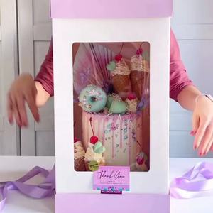 Kotak Kue Ulang Tahun Pernikahan Desain Bebas KinSun, Cetak Logo Kustom, Kotak Kue Bertingkat, Kemasan Kotak Kue Tinggi Dengan Jendela - Product Image 4