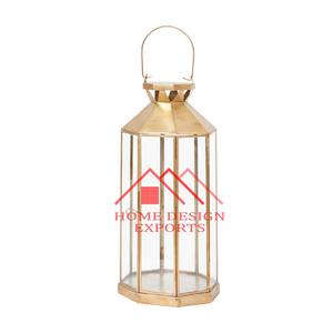 Golden Metal Floor Candle Lantern With <b>Glass</b> Candle Lantern Votive for Decor Metal Golden Planter for Garden Decor - Product Image 5