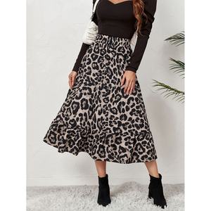 Jupe longue décontractée pour femme, taille haute, imprimé léopard, coupe ample, style bustier, qualité supérieure, personnalisable OEM, vente en gros - Product Image 3