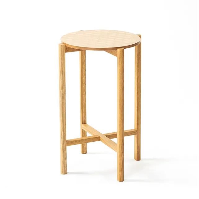 Japanese craft furniture modern round wooden side table for sale
