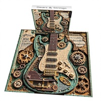 Puzzle de guitare steampunk en bois à 1000 pièces, kit de modélisme artisanal, décoration de bureau, cadeau