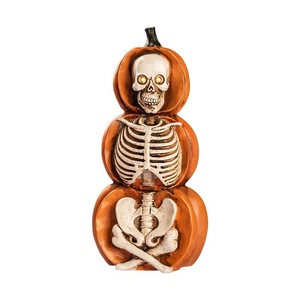 Lanterne Citrouille Crâne d'Halloween en Résine avec Yeux Lumineux – Décoration Intérieure pour Halloween - Product Image 5