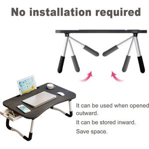 Portable Laptop Table Hot Selling Foldable Wooden <b>Study</b> Bed Tabletop with Cup Holder Convenient Storage for Home Use - Product Image 4