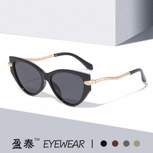 Eyewear Cat Eye Sunglasses Black UV400 <b>Plastic</b> Metal Frame Women's Fashion Sun <b>Glasses</b> - Product Image 1