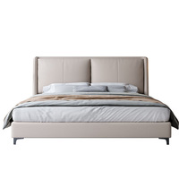 Lit en cuir moderne et minimaliste pour chambre principale, lit double de 1,8 mètre, lit simple de 1,5 mètre, lit en cuir souple avec sommier haut pour gîte