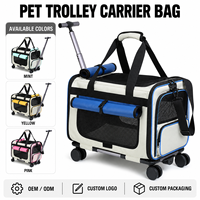 Sac de transport pour chat et chien avec roulettes, en tissu 600D, avec chariot amovible et roues à 360 degrés, sac à dos de transport pour animaux de compagnie
