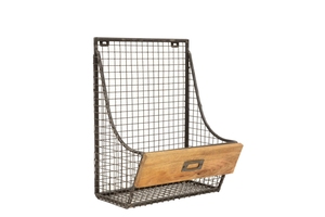 Estante de pared de diseño en hierro/madera, revistero individual de metal/madera de mango con acabado natural, colección de muebles a precio de mayorista. - Product Image 6