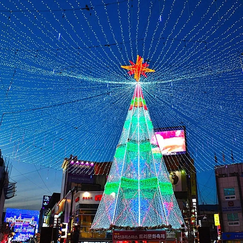 Pohon Natal buatan komersial raksasa 40 kaki dengan lampu LED putih hangat