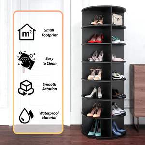 رف أحذية دوار أسود 360 درجة °   رف أحذية دوار قائم بذاته لتوفير المساحة وتنظيم الأحذية - Product Image 6