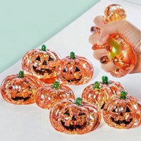 Jouet Squishy Citrouille d'Halloween à Presser avec Poudre Scintillante, Anti-stress Créatif, Fantôme à Serrer, Doux et Amusant, en TPR, pour Adultes 14+