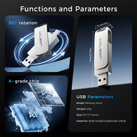 Clé USB Rotative 16 Go 32 Go, Mémoire Flash OTG Type-C pour Smartphones, Clé USB Portable
