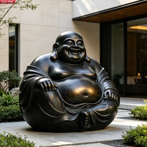 YOUFINE Statue de <span class=keywords><strong>Bouddha</strong></span> Maitreya en Bronze Coulé, <span class=keywords><strong>Bouddha</strong></span> Joyeux aux Oreilles Généreuses, Sculpture Artistique pour Ornement de Zone Artistique de Parc Industriel Créatif - Product Image 1