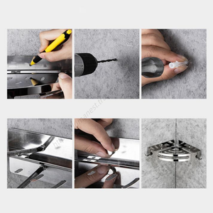 ชั้นวางของติดผนังรูปสามเหลี่ยม E123 ขายส่ง ฟรีอุปกรณ์ยึดสแตนเลส ชั้นวางมุมห้องน้ำ - Product Image 3