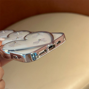 Custodia per telefono carina con grandi cuori con perla trasparente per <span class=keywords><strong>iPhone</strong></span> 15 13 <span class=keywords><strong>11</strong></span> 14 12 <span class=keywords><strong>Pro</strong></span> Max in <span class=keywords><strong>Cover</strong></span> posteriore in <span class=keywords><strong>Silicone</strong></span> morbido elettrolitico adorabile - Product Image 5