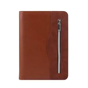 Customized Office Supply Wholesale 6 Ring Binder Portfolio A5 Notepad Holder Leather