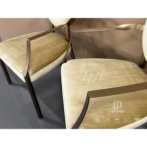 Chaises en métal marron de luxe pour restaurant et salle à manger, design tendance, avec coussin en velours - Product Image 6