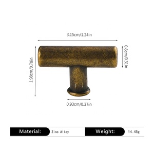 Zinc Alloy Traditional T-Shaped Cabinet/Wardrobe/Drawer/Dresser Hardware Pulls-Durable Easy Installation for Kitchen Living Room - Product Image 3