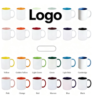 Mug en céramique bicolore de 11 oz, mug à sublimation, mug personnalisé, tasse vierge en gros pour boutique de souvenirs, fournitures d'entreprise