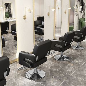 Silla de Peluquería Moderna y Duradera, Ajustable, en Negro y Dorado, con Cuero Sintético, para Salón de Belleza, Spa y Barbería - Product Image 5