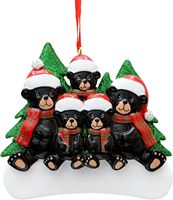 Ornement de Noël Ours Noir 2027 |   Cadeau personnalisé pour une famille de 5 personnes