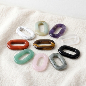 Ciondolo O-ring in <span class=keywords><strong>Pietra</strong></span> Naturale, Cristallo di <span class=keywords><strong>Giada</strong></span> Intagliato, Ovale con Foro Grande, Levigato e Lucidato, Accessori Fai da Te per Anelli e Collane - Product Image 4