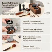 Kingze Set Stasiun Tamping Espresso 8-in-1 Logo Kustom, Organizer Kopi Kayu Solid Universal Cocok untuk 51/53/58mm
