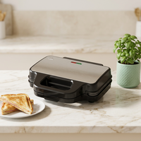 Machine à sandwich électrique 2 fentes détachable 900W, grill antiadhésif pour petit-déjeuner avec boîtier froid au toucher et plaques à gaufres