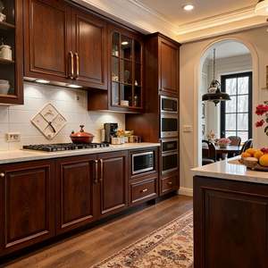 Cuisine de luxe avec îlot et rangement fonctionnel complet en bois multicouche pour les cuisines de villas haut de gamme - Product Image 6