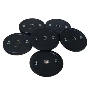 Hot sales gym equipment barbell black rubber bumper plates weight plates bumper plate set lbs