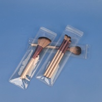 Organisateur de pinceaux de maquillage transparent à double face, refermable, en PVC, huit tailles, sur mesure, sac de rangement cosmétique de voyage