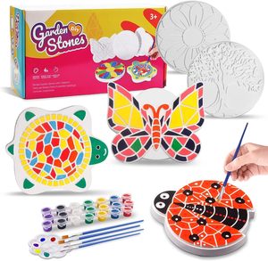 Paint Your Own Stepping <b>Stones</b> DIY Ceramic <b>Painting</b> Kit Outdoor Garden Art & Craft <b>Painting</b> Set for Boys & Girls - Product Image 1