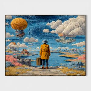 Peinture murale artisanale sur toile texturée, art réaliste Voyager Horizon, décoration intérieure pour la maison, vente en gros - Product Image 6