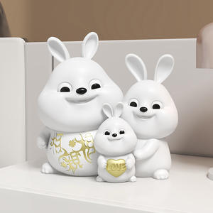 Figurine de <span class=keywords><strong>Famille</strong></span> de Lapins Emouvante en Promotion – Décoration Moderne pour Salon et Chambre – Kit d'Artisanat en Résine - Product Image 3