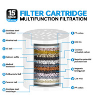 Filtre à eau de douche écologique en ABS à 15-25 étapes, avec KDF55, charbon actif et vitamine C, pour une peau et des cheveux sains, usage domestique, salle de bain