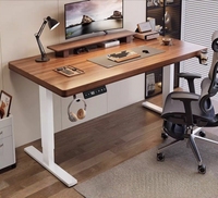Bureau électrique de luxe en bois massif avec double moteur, réglable pour le gaming, l'ordinateur et le télétravail, idéal pour l'apprentissage