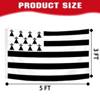 Drapeau de la Bretagne (France) 3x5 pieds, imprimé numériquement, résistant à la décoloration, pour salons professionnels et affichage d'entreprise (OEM/ODM)