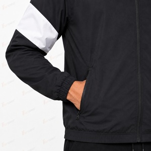 <b>Men's</b> <b>Black</b> Color Block Hooded Collar Zip-Up Waterproof Breathable <b>Windbreaker</b> Jacket Pockets Sporty Winter Outerwear - Product Image 6