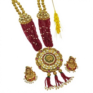 Juego de Collar y Aretes de Alta Calidad con Perlas de Moissanita y Piedras Chapadas en Oro para Mujer, Joyería de Diseño para Bodas - Product Image 2