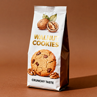 Sachets plats en PE pour aliments avec finition brillante thermoscellée personnalisée avec impression intégrale pour les pâtes et les nouilles, sacs en plastique